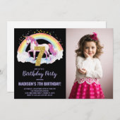7e Rainbow Unicorn Birthday Invitations photo (Devant / Derrière)