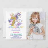 7e Rainbow Unicorn Invitations Anniversaire avec p (Devant)
