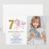 7e Rainbow Unicorn Invitations Anniversaire avec p (Devant / Derrière)