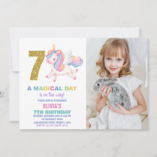7e Rainbow Unicorn Invitations Anniversaire avec p