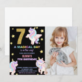 7e Rainbow Unicorn Invitations Anniversaire avec p (Devant / Derrière)