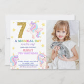 7e Rainbow Unicorn Invitations Anniversaire avec p (Devant)
