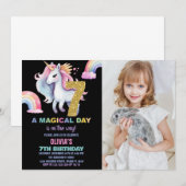 7e Rainbow Unicorn Invitations Anniversaire avec p (Devant / Derrière)