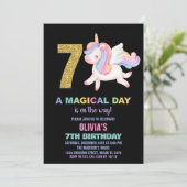 7e Rainbow Unicorn Invitations Anniversaire Noir (Debout devant)