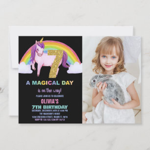 7e Rainbow Unicorn Invitations Anniversaire Photo