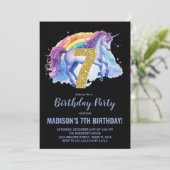 7e Rainbow Unicorn Invitations d'anniversaire (Debout devant)