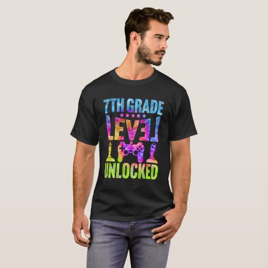 7e schoolklas onvergrendelde gamer eerste schoolda t-shirt (Voorkant volledig)