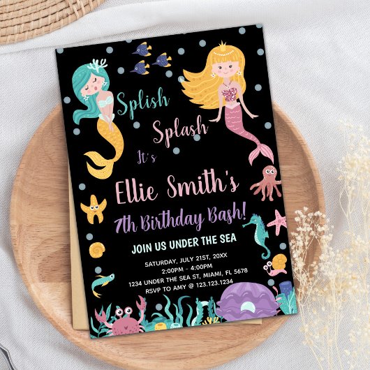 7e sous la mer Blond Mermaid Invitations