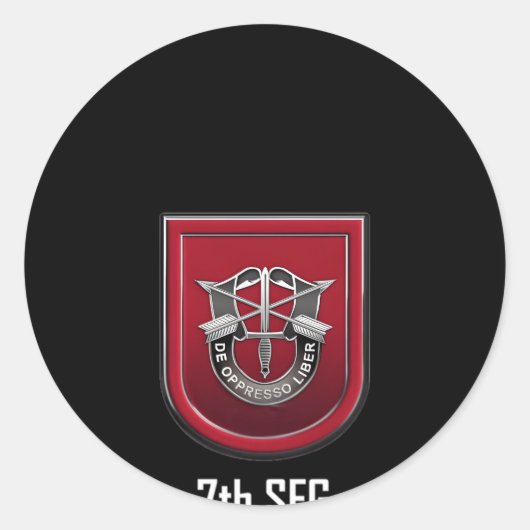 7e Special Forces SFG Beret Flash Unit Crest Ronde Sticker (Voorkant)