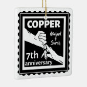 7e trouwdag traditioneel cadeauijzer keramisch ornament (Rechts)