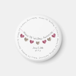 7e trouwdag wol hart met een magnet magneet