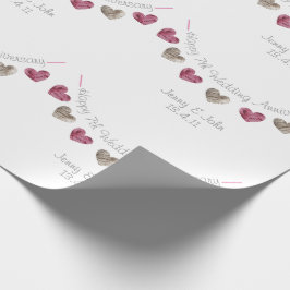 7e trouwdag wol hartslag cadeaupapier