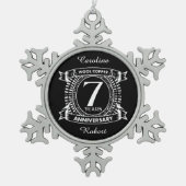 7e trouwdag wol tin sneeuwvlok ornament (Voorkant)