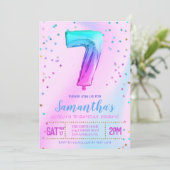 7e uitnodiging van de Unicorn Birthday (Staand voorkant)