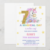 7e Unicorne florale Invitations d'anniversaire (Devant / Derrière)