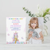 7e Unicorne florale Invitations d'anniversaire ave (Debout devant)