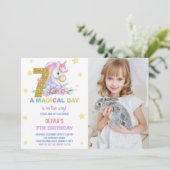 7e Unicorne florale Invitations d'anniversaire ave (Debout devant)