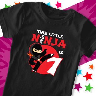 7e Verjaardag 7 Jaar Oud Kinder Feest Kleine Ninja T-shirt