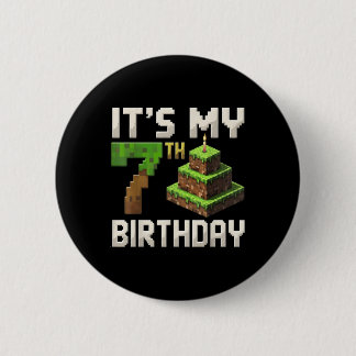 7e Verjaardag 7 Jaar Oude Verjaardag Jongen Gamer Ronde Button 5,7 Cm