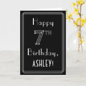 7e verjaardag: Art Deco Style # 7 & Custom Name Kaart (Gele Bloem)