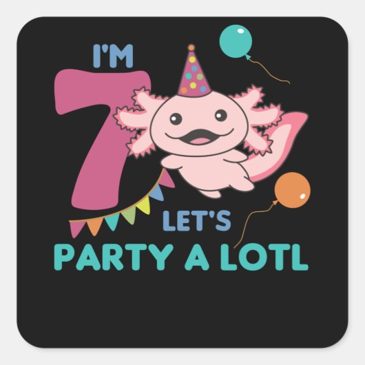 7e verjaardag Axolotl 7 jaar oude zoete Axolotl Vierkante Sticker (Voorkant)