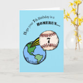 7e verjaardag Baseball Home Run Kaart (Gele Bloem)