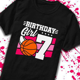 7e verjaardag Basketball Birthday 7 jaar oud meisj T-shirt