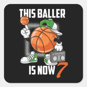 7e verjaardag Basketbalspeler Funny 7 jaar oud Vierkante Sticker