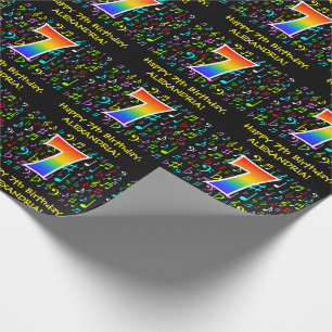 7e verjaardag: Colorful Music Symbols, Rainbow 7 Cadeaupapier