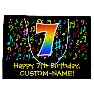 7e verjaardag - Colorful Music Symbols, Rainbow 7 Groot Cadeauzakje