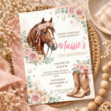 7e Verjaardag Cowgirl Paardrijfeest Rustiek
