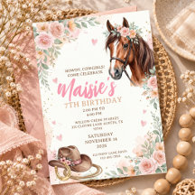 7e Verjaardag Cowgirl Paardrijfeest Rustiek
