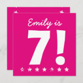 7e Verjaardag Custom Name Pink voor MEISJE A01 Kaart (Voorkant / Achterkant)