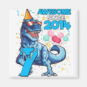 7e verjaardag Dinosaur 7 jaar oude jongen Kinder G Magneet