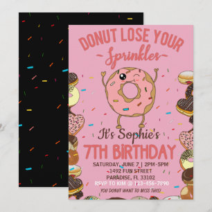 7e verjaardag Donut verlies je sprinkles meisjesfe Kaart