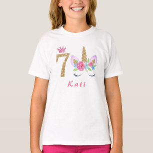 7e Verjaardag Eenhoorn Dabbing gepersonaliseerde n T-shirt