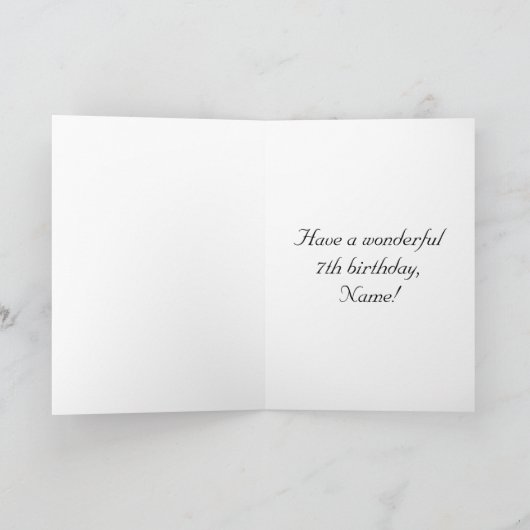 7e verjaardag: Fancy, elegant script + aangepaste  Kaart (Binnen)