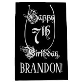 7e verjaardag: Fancy, elegant script + aangepaste  Medium Cadeauzakje (Voorkant)