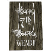 7e verjaardag: Fancy, Faux Wood Kijk + Aangepaste Medium Cadeauzakje (Achterkant)