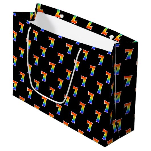 7e verjaardag: Fun Rainbow Event Number 7 Pattern Groot Cadeauzakje (Voorkant Gekanteld)