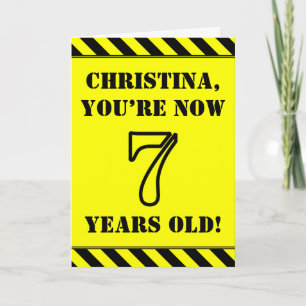 7e verjaardag: Fun Stencil Style Text, aangepaste  Kaart