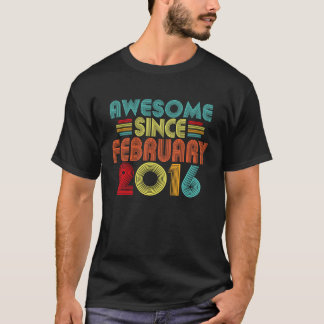 7e verjaardag Geweldige sinds februari 2016 Retro  T-shirt