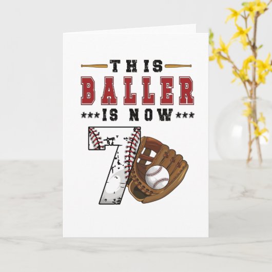 7e verjaardag Gift Baseball Player 7 jaar oude jon Kaart (Gele Bloem)