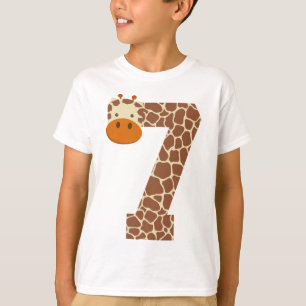 7e Verjaardag Giraffe Animal Boys Kinder 7 jaar ou T-shirt