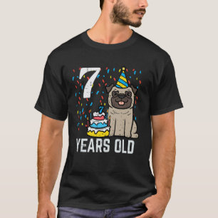 7e verjaardag hond pug taart 7 jaar oud verjaardag t-shirt