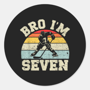 7e verjaardag IJshockey Jongen 7 Jaar Oud Hockey Ronde Sticker