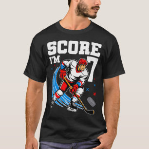 7e verjaardag ijshockey jongen zeven jaar oud ijs t-shirt