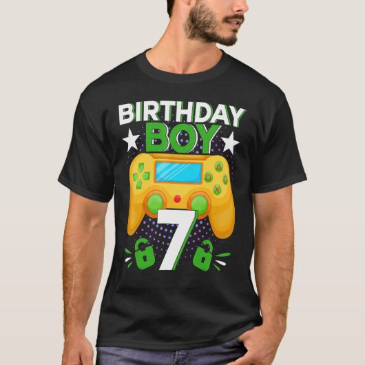 7e verjaardag, jongen 7 videospelcontroller t-shirt (Voorkant)