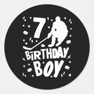 7e verjaardag Jongen Ice Hockey Kinderen 7 jaar ou Ronde Sticker
