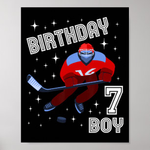 7e verjaardag jongen ijshockey 7 jaar oud plezier  poster
